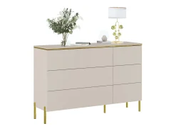 Cômoda com 6 gavetas em bege e dourado - VUKIA de Pascal Morabito