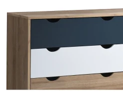 Cômoda com 6 gavetas em branco natural e azul marinho - LURVIA