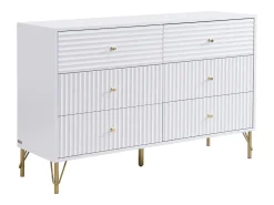 Cómoda com 6 gavetas em MDF de cor branca - LUREO