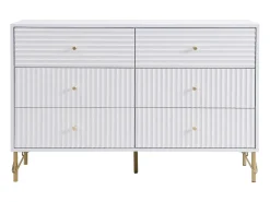 Cómoda com 6 gavetas em MDF de cor branca - LUREO