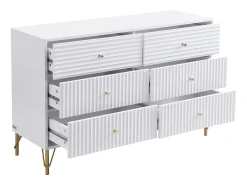 Cómoda com 6 gavetas em MDF de cor branca - LUREO