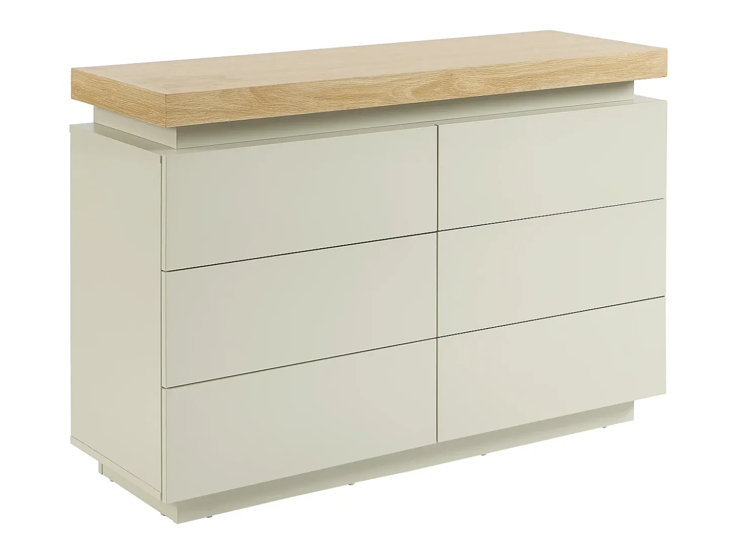 Cômoda com 6 gavetas em mdf lacado com LEDs cores natural e bege - HALO