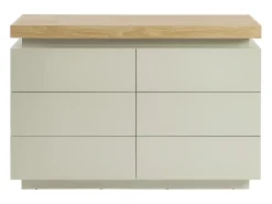 Cômoda com 6 gavetas em mdf lacado com LEDs cores natural e bege - HALO