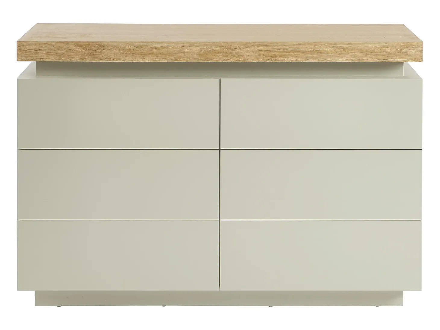 Cômoda com 6 gavetas em mdf lacado com LEDs cores natural e bege - HALO