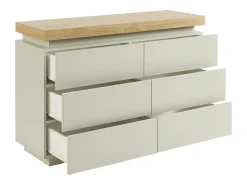 Cômoda com 6 gavetas em mdf lacado com LEDs cores natural e bege - HALO