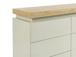 Cômoda com 6 gavetas em mdf lacado com LEDs cores natural e bege - HALO