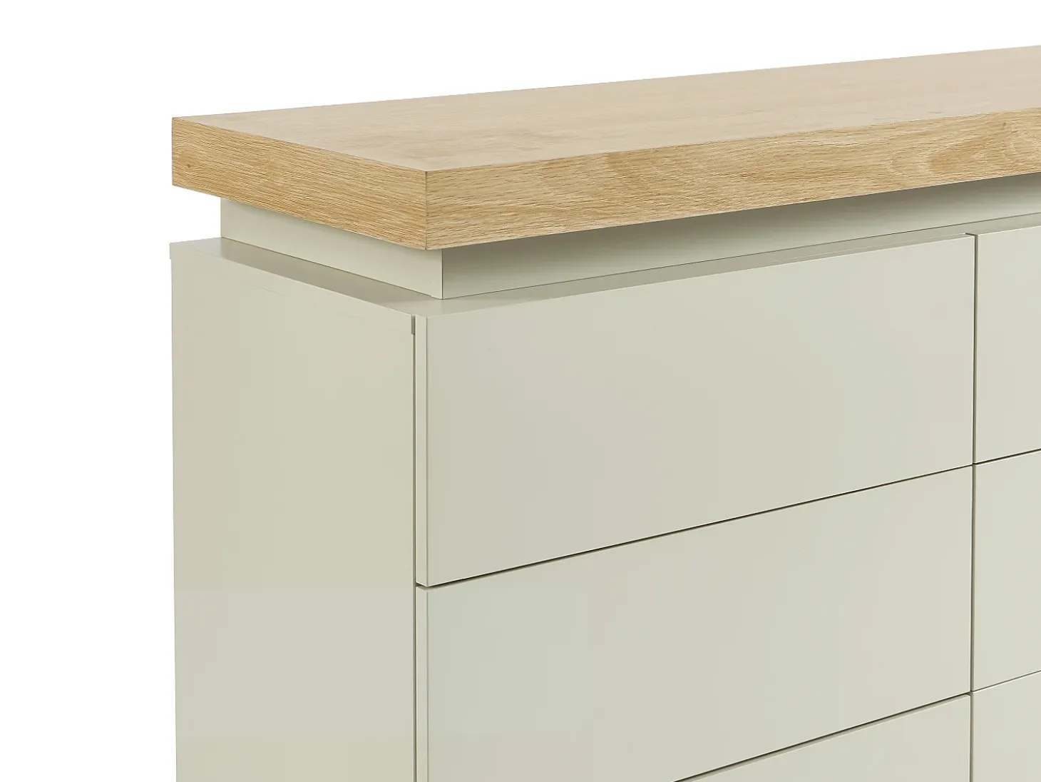 Cômoda com 6 gavetas em mdf lacado com LEDs cores natural e bege - HALO