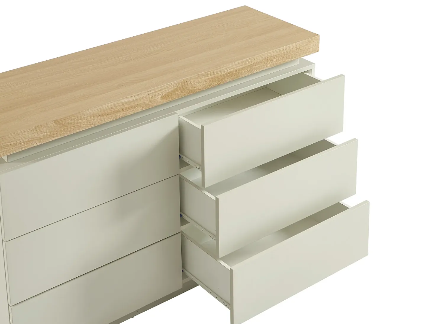 Cômoda com 6 gavetas em mdf lacado com LEDs cores natural e bege - HALO
