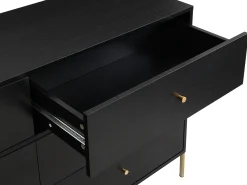 Cómoda com 6 gavetas em MDF e metal cor preta e dourada - MILAVIA