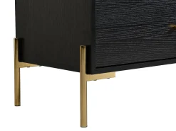 Cómoda com 6 gavetas em MDF e metal cor preta e dourada - MILAVIA
