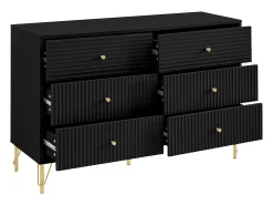 Cómoda com 6 gavetas em MDF de cor preta - LUREO