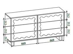 Cômoda com 6 gavetas em MDF na cor bege - ANEZA