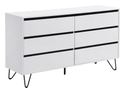 Cómoda com 6 gavetas em MDF cor branca e preta - ABUJA