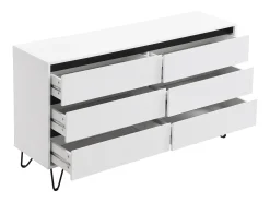 Cómoda com 6 gavetas em MDF cor branca e preta - ABUJA