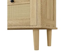Cômoda com 4 gavetas em rattan e pés de madeira maciça, ideal para quarto ou sala de estar, 80x80x40cm