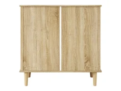 Cômoda com 4 gavetas em rattan e pés de madeira maciça, ideal para quarto ou sala de estar, 80x80x40cm
