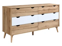 Cômoda com 6 gavetas em tons naturais e branco - LURVIA