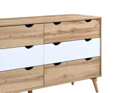 Cômoda com 6 gavetas em tons naturais e branco - LURVIA