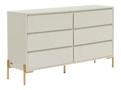 Cómoda com 6 gavetas MDF e metal bege e dourado - KORASA de Pascal Morabito