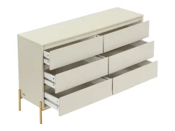 Cómoda com 6 gavetas MDF e metal bege e dourado - KORASA de Pascal Morabito
