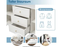 Cômoda com 2 portas e 3 gavetas, 140 x 40 x 84 cm, Aglomerado + metal, Branco Creme
