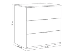 Cômoda Dantist, cômoda moderna com 3 gavetas, cômoda baixa para quarto, cômoda, 77x38h80 cm, Branco