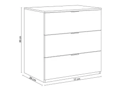 Cômoda Dantist, cômoda moderna com 3 gavetas, cômoda baixa para quarto, cômoda, 77x38h80 cm, Branco