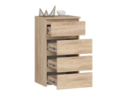 Cômoda de 4 Gavetas em Carvalho Sonoma - 40x74x35 cm - Montagem DIY - Sistema com Bloqueio de Gavetas
