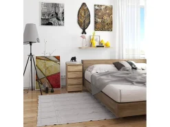 Cômoda de 4 Gavetas em Carvalho Sonoma - 40x74x35 cm - Montagem DIY - Sistema com Bloqueio de Gavetas