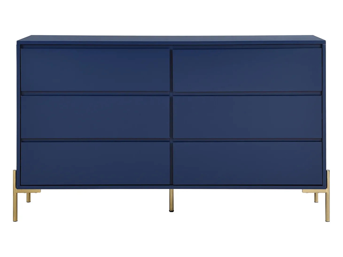 Cómoda de 6 gavetas em MDF e metal lacado a azul e dourado KORASA