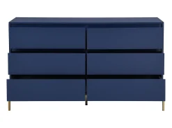 Cómoda de 6 gavetas em MDF e metal lacado a azul e dourado KORASA