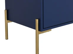 Cómoda de 6 gavetas em MDF e metal lacado a azul e dourado KORASA