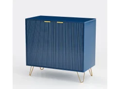 Cômoda de 2 portas e prateleira, aparador, armário de cozinha, 80 x 40 x 78 cm, azul
