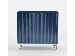 Cômoda de 2 portas e prateleira, aparador, armário de cozinha, 80 x 40 x 78 cm, azul