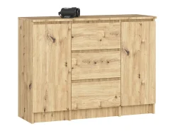 Cômoda de Armazenamento Carvalho Artesanal com 2 Portas e 3 Gavetas - Design Clássico e Funcionalidade Ideal para Sala ou Quarto