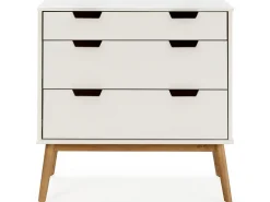 Cômoda de noite Baku 3 gavetas cor branca, 80 cm de largura.