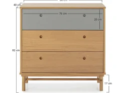 Cômoda de Noite Magnus 3 gavetas, Madeira Maciça, 80 cm (Largura) 40 cm (Profundidade) 82 cm (Altura)