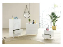 Cômoda de quarto com 3 gavetas, branco brilhante, 80x80x40 cm