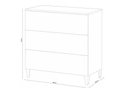 Cômoda de quarto com 3 gavetas, branco brilhante, 80x80x40 cm