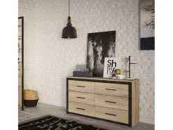 Cômoda de quarto estilo industrial Urano 129x77x42 cm