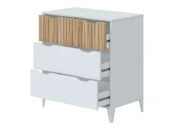 Cômoda de quarto nórdica branca Artik e carvalho 3 gavetas 71x76x40 cm