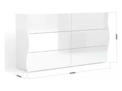 Cômoda Dmonz, cômoda com 6 gavetas, cômoda de quarto, 100% Fabricado na Itália, branco brilhante, 155x40h82 cm