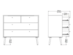 Cómoda Dromol, Cómoda multiusos, Cómoda de quarto, Armário com gavetas, 99x39 h82 cm, Branco