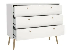 Cómoda Dromol, Cómoda multiusos, Cómoda de quarto, Armário com gavetas, 99x39 h82 cm, Branco