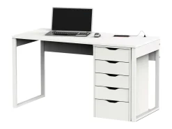 Cômoda Eko 5 Gavetas Branca Mesa de Escritório 71x40x43 cm