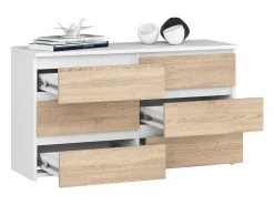 Cômoda Elegante 6 Gavetas Branco/Dourado Sonoma