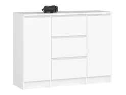 Cômoda Elegante K100 - 2 Portas & 3 Gavetas, Branco Matte