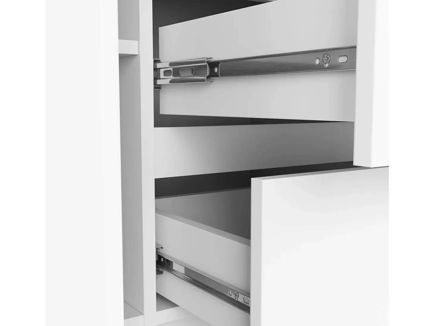 Cômoda Elegante K100 - 2 Portas & 3 Gavetas, Branco Matte