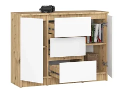 Cômoda Elegante K100 Artisan/Bluetooth - Estilo Clássico, 2 Portas, 3 Gavetas, Montagem DIY