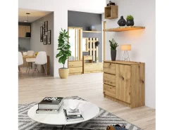 Cômoda em Carvalho Artisan Jerry com 1 Porta e 3 Gavetas
